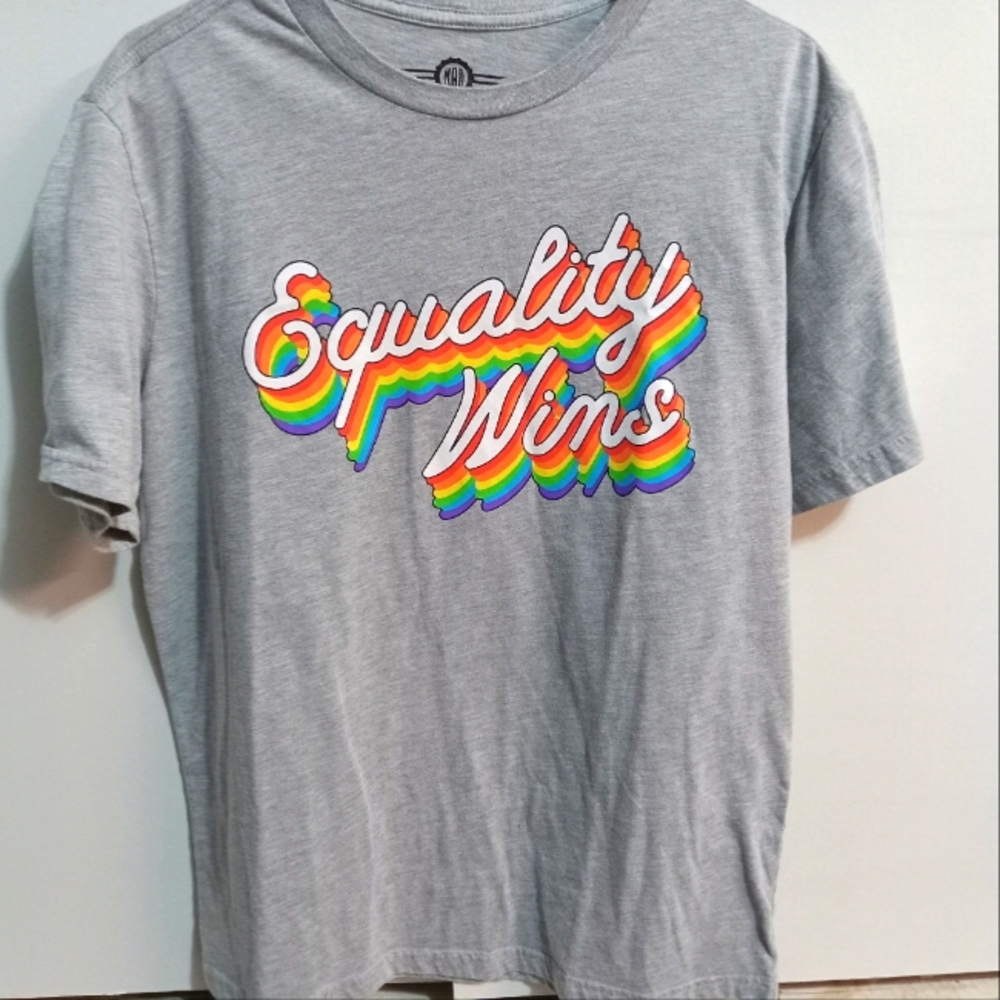 Lg Gray "Equality Wins" T-Shirt by Mad Engine (Uni-Sex) (LGBT)